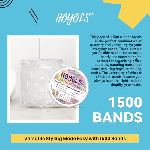 HOYOLS Clear Hair Ties, 1500 Pcs Small Elastic Rubber Bands - Image 4