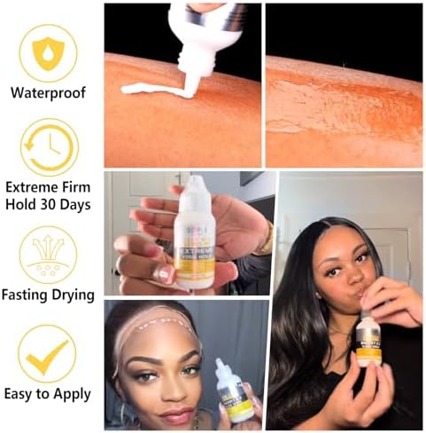 Lace Wig Glue Kit Lace Front Glue Kit for Wigs, Strong Hold Adhesive for Wigs and Hair Systems Invisible Bonding, Adhesive, Wig Remover, Hair Wax Stick, Edge Band, Razor & HD Wig Cap - Image 2