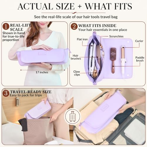 BAREFOOT CARIBOU Hair Tools Travel Bag and Heat Resistant Mat 17" (Lilac) - Image 2