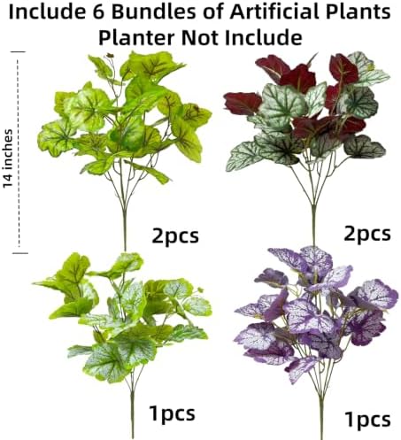 Artificial Plants Fake Heuchera Greenery for Outdoor Porch Winter Decor - Image 4