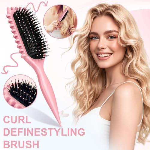Candy Brush,Curly Hair Brush,Curl Defining Brush,Shaping and Defining Curls for Women Hair Brush for Combing and Shaping,Reduce Pulling and Curl Separation For Defined Curls(pink) - Image 4