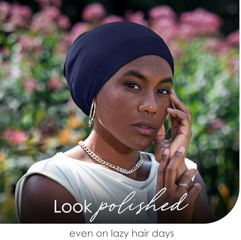 Silk Satin Hair Bonnet for Sleeping - Black Women & Men's Sleep Cap - Image 5