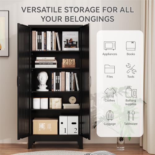YAUWOH 71''Metal Cabinet with 4 Adjustable Shelves,5-Tier Kitchen Pantry Cabinet - Image 4