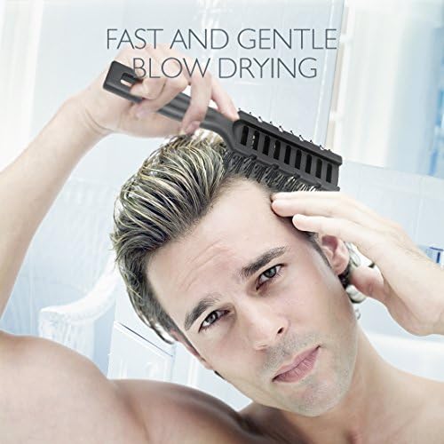 Baasha Hair Brush, Vented Brush for Blow Drying, Mens Short Hair Brush with Ball Tipped Bristles, Best for Wet or Dry Hair - Black - Image 6