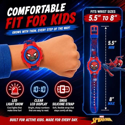 Marvel Spider-Man Kids Watches – Digital Display, Interactive Features, Adjustable Strap, Vibrant Spider-Man Graphics, Durable for Active Kids - Image 5