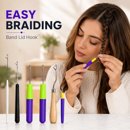 Nalexmi Crochet Hooks for Hair, Latch Hook Crochet Needle Set for Braiding, Locs, Dreadlocks and Passion Twist Extensions, with Tail Comb and Duckbill Hair Clips, Pink Styling Kit - Image 7