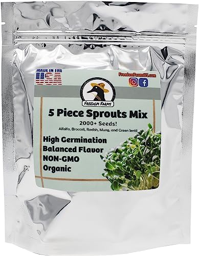 1 lb Salad Style Bean Sprout Starter Seeds - 46 Servings per Bag! - Non-GMO Organic - Sprouting Mix - Includes Alfalfa, Broccoli, Radish, Mung, and Green Lentil - Image 2
