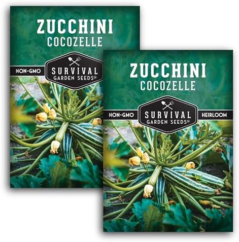 Cocozelle Zucchini Seeds for Planting - 2 Packs by SurvivalGardenSeeds