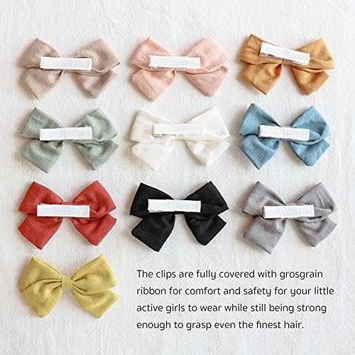 Baby Girl Hair Clips Bows Barrettes 10 Pack Fully Lined Alligator Clip 3.4 Inch Hair Accessories for Little Girls Toddler Kids Children - Image 3