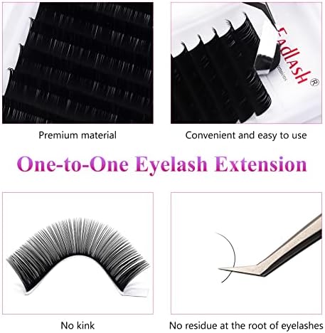 Lash Extensions FADLASH Eyelash Extensions D Curl 0.20mm 14mm Premium Silk Classic Eyelash Extensions Supplies (0.20-D,14mm) - Image 2