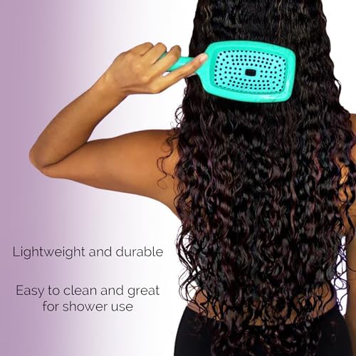Curl Keeper Flexy Hair Brush, Turquoise - Detangling Hair Brush with Flexible Bristles for Shower Use, Combing Through Curls & Removing Tangles - Lightweight Hair Accessories for All Hair Type - Image 5