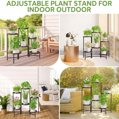 6 Tier Large Plant Stand Indoor Outdoor, 10 Inch Tray, Bronze - Image 2