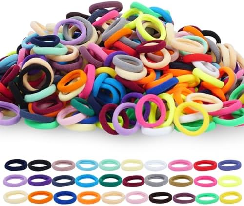 500pcs Baby Hair Ties, Toddler Hair Ties for Girls, Kids Seamless Elastic Hair Bands, 1 Inch No Metal Ponytail Holders, Soft Cotton Hair Accessories, 30 Assorted Colors, Durable & Pain-Free by LuSeren