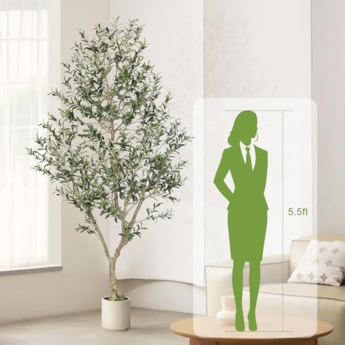 LYERSE Faux Olive Tree 8ft with Sturdy White Planter, Fake Olive Tree 8ft - Image 4