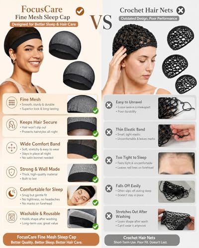 Black Hair Net with Wide Elastic Band, Fine Mesh - Comfortable Hairnets for Sleeping, Non-Binding Wide Edge, Small Holes Prevent Hair Loss, Tubi Hair Wrap for Women, Fits All Head Types - Image 3