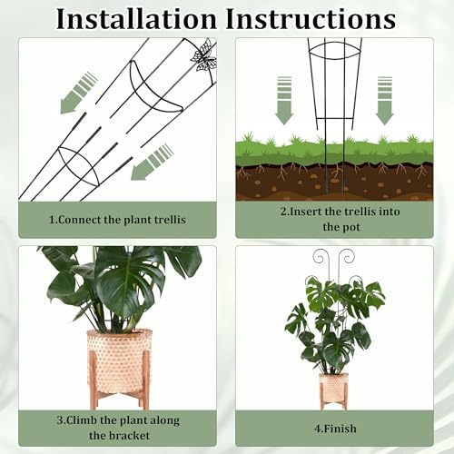 2 Pcs 30'' Monstera Plant Support Stakes, Metal Garden Trellis for Potted Plants Outdoor, Tall Expandable Houseplant Climber Trellis with Butterfly Design for Ivy Hoya Vin (Black) - Image 4
