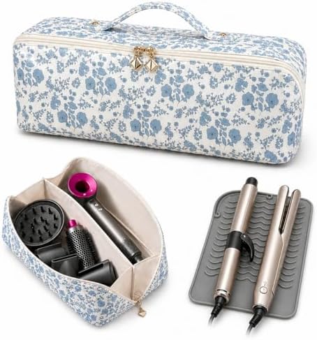 Hair Tool Travel Bag With Heat Resistant Mat, Large Capacity Hot Tool Bag & Hair Tool Organizer Bag for Curling Iron, Flat Iron, Hair Dryer, Hair Accessories Organizer, Travel Essentials for Women by Unknown