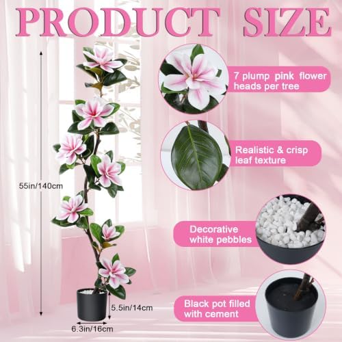 4.6 Ft Magnolia Tree Fake Tree Magnolia Decor Tree for Living Room - Image 3