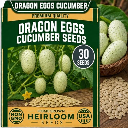 40 Dragon's Egg Cucumber Seeds | Creamy White Heirloom Cucumber Seeds by CZGrain
