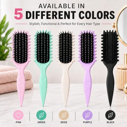 Curl Defining Brush, Curly Hair Brush for Styling, Shaping, Detangling & Defining Curls for Women and Men, Curl Brushes for Curly Hair Work on all Wet or Dry Hair Types (Beige) - Image 6