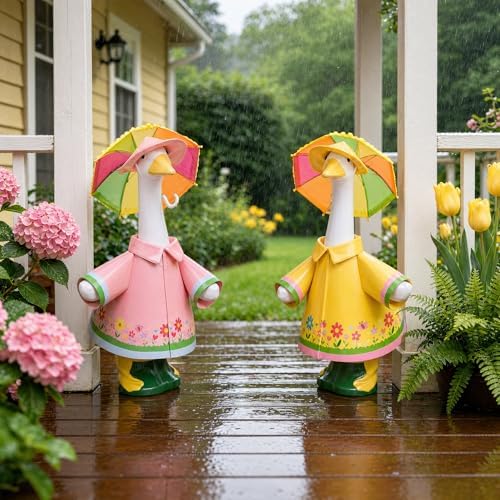 DECOHS 2 Set Raincoat Porch Goose Outfits, Summer Lawn Goose Statue Cloth - Image 6