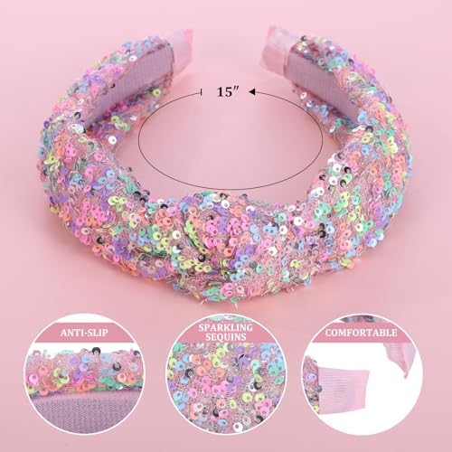 Sequin Headbands for Girls, 4 Pack Knotted Headband for Girls, Sparkly Girl Hair Bands Glitter Hair Accessories for Girl and Women,diademas para niñas - Image 5