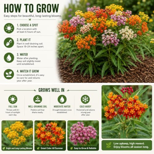 2 Mixed Milkweed Live Plants 4-7 Inches, Asclepias Butterfly Milkweeds - Image 4