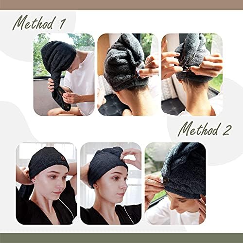 myHomeBody Hair Towel Wrap, Quick Drying Turban, Absorbent Cap – Blue - Image 4
