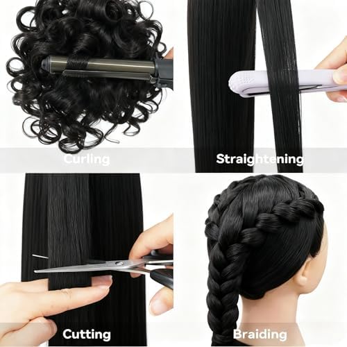 Mannequin Head with Hair - Cosmetology Students Doll Head for Hair Styling - Image 3