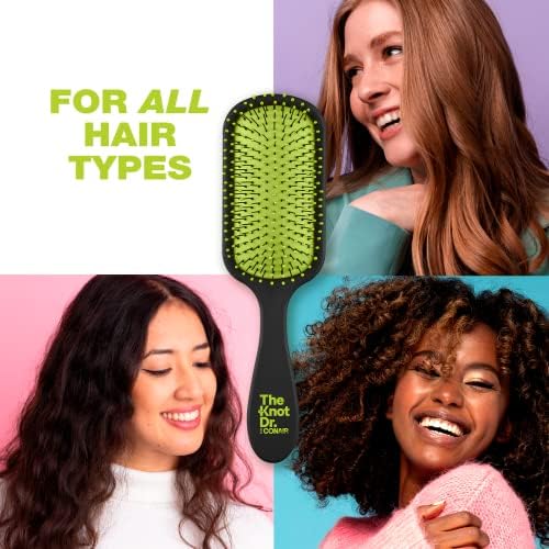 Conair The Knot Doctor for Premium Pro Detangling Brush for Wet or Dry Hair with Green Storage Case, Black - Image 6