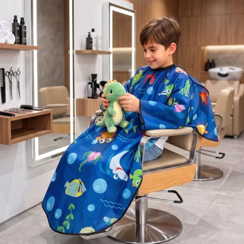 FEBSNOW Kids Barber Cape with Sleeves, Hair Cutting Cape for Boys and Girls - Image 4