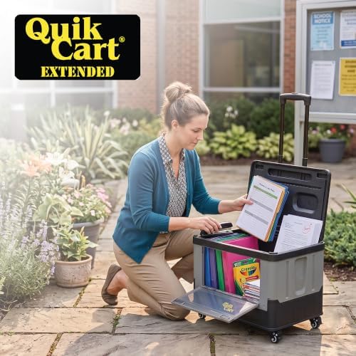 dbest Products Quik Cart Extended Collapsible Rolling Crate - Gray & Black - Image 3