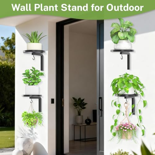 Plant Wall Hanger Holder Set of 4 for Indoor Outdoor, Black - Image 6