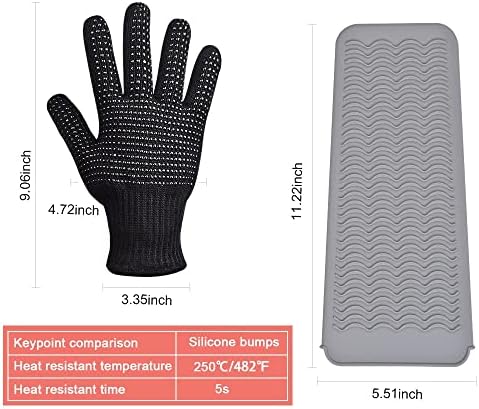 IKOCO Heat Gloves for Hair Styling, Heat Resistant Gloves with Silicone Mat Pouch for Curling Iron, Flat Iron, Straightener, Hot Hair Tools - Image 5