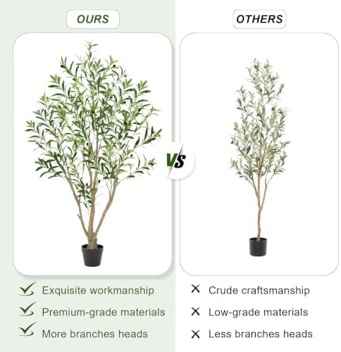 5ft Olive Trees Artificial Indoor, Tall Faux Olive Tree with Realistic Leaves and Lifelike Olives Fruits, Large Fake Silk Plant for Living Room Office Bedroom Balcony Home Decor - Image 2