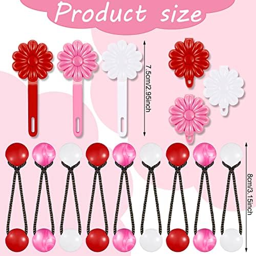 72 Pcs Hair Accessories Set - Barrettes, Balls, Bows, Flowers, and Clips for Girls, Baby, and Toddler (Red, White, Pink) - Image 2