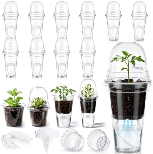15 Pack 3" Self Watering Propagation Pots Clear, Plain Cup by Ferrochef