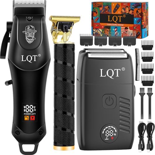 Hair Clippers for Men Professional, Beard Trimmer Kits & Sets, Electric Shavers, Hair Clippers & Trimmer Ceramic T-Blade, for Barber,for Men (Black) by LQT