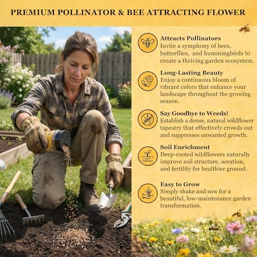 Mini Wildflower Seed Shaker - Save The Bees Seed Mix, by GevaGrow | 80,000+ Seeds | Pollinator & Bee Attracting Flower Seeds Bulk for Planting in Pots & Outdoor Gardens | 2 Ounce - Image 6