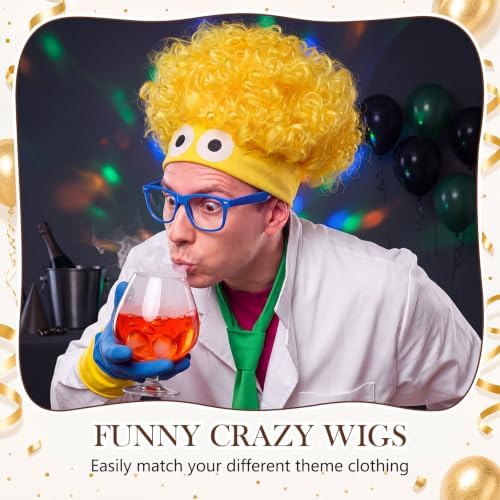 Crazy Wig Hairy Headband Hat, Curls, Yellow B - Image 4