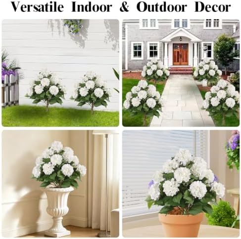 3FT Artificial Hydrangea Tree,White with Spikes 2 Pack - Image 6