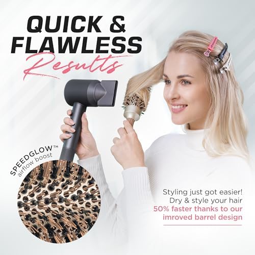 Fagaci Professional Round Brush with Natural Boar Bristle for Blow Drying, Nano Technology Ceramic + Ionic for Voluminous Healthy Hair Styling | Includes 4 Styling Clips - Image 6