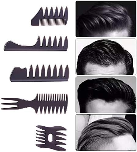 Styling Hair Comb Set Salon Barber Hairstylist Comb 5 Pack Professional Hair Brush Retro Hairdressing Hair Care Style Accessory Double-sided for Men Boy Gentleman - Image 2
