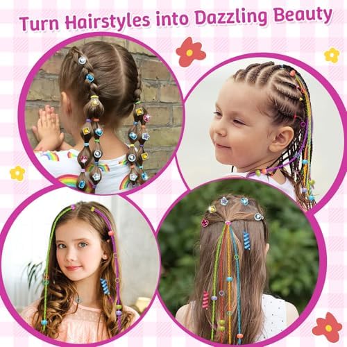 DIY Hair Salon Toys for Girls, Hair Gem Stamper Kit And Hair Rope Braider, Bling Hair Jewels Styling Tool with Glitter Diamonds Comb Beads Accessories Christmas Birthday Gifts for Girl 4 5 6 7 8-12 - Image 5