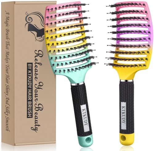 2 Pack Detangling Brushes for Women & Kids, Wet & Dry Hair, All Hair Types by KTKUDY