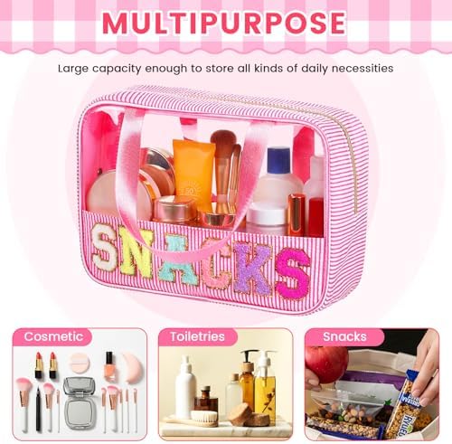 Sanwuta 1 Pcs Clear Seersucker Snacks Bag, Pink - Image 3