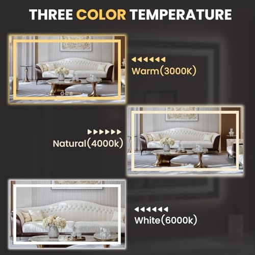 LOAAO 68"X36" LED Bathroom Mirror with Lights, UL Listed - Image 5