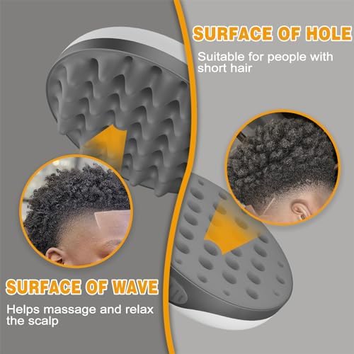 WTTORDE Silicone Hair Brush, Gray - Curly Hair Brush with Double-Sided Use, Different Sized Holes for Curling Afro and Short Hair, Non-Slip Twist Curl Comb for Men and Women, Travel Size - Image 4