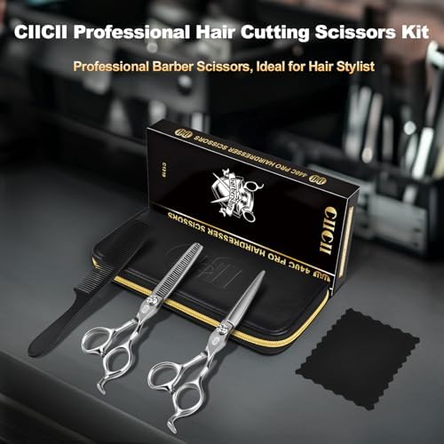 CIICII Professional Hair Cutting Scissors Kit, 440C 7″ Barber Shears Set - Image 7