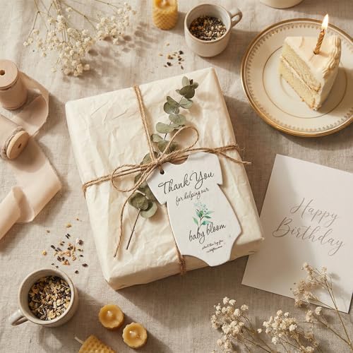 15 Green Onesie-Shaped Gift Wrap Tags with Wildflower Seeds - Image 5